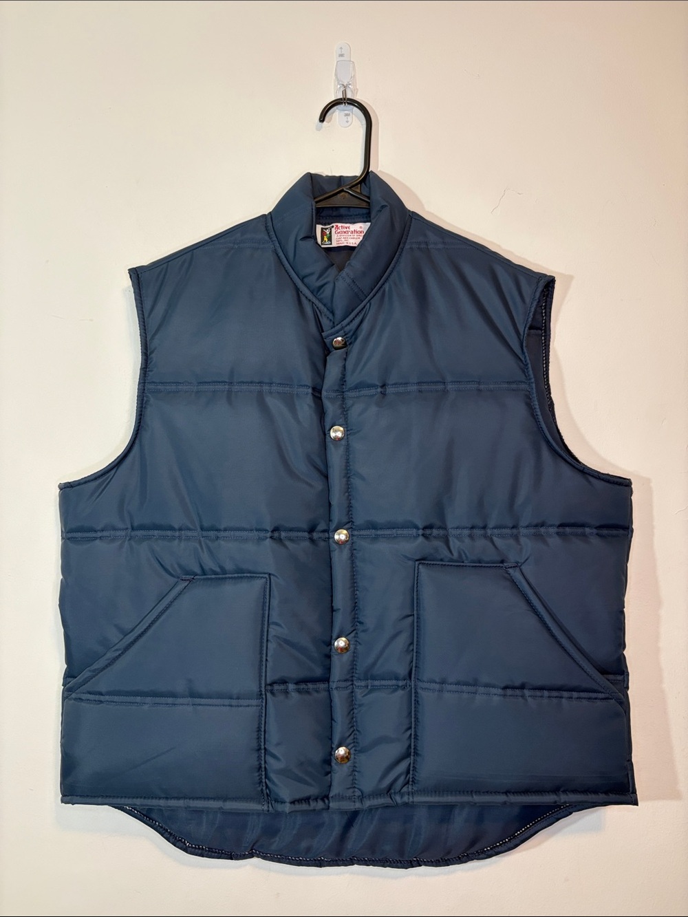 Vintage 1970s/1980s Active Generation Navy Blue Puffer Vest Large Made in USA
